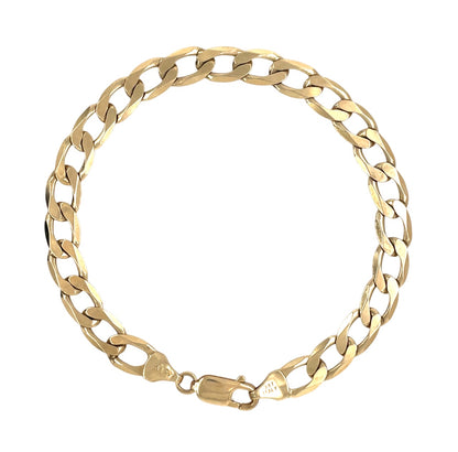9ct Yellow Gold Flat Curb Bracelet (8")