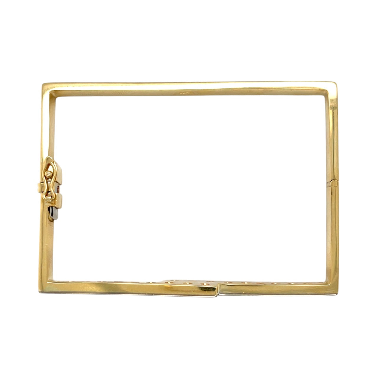18ct Yellow Gold Rectangle Hinged Diamond Bangle