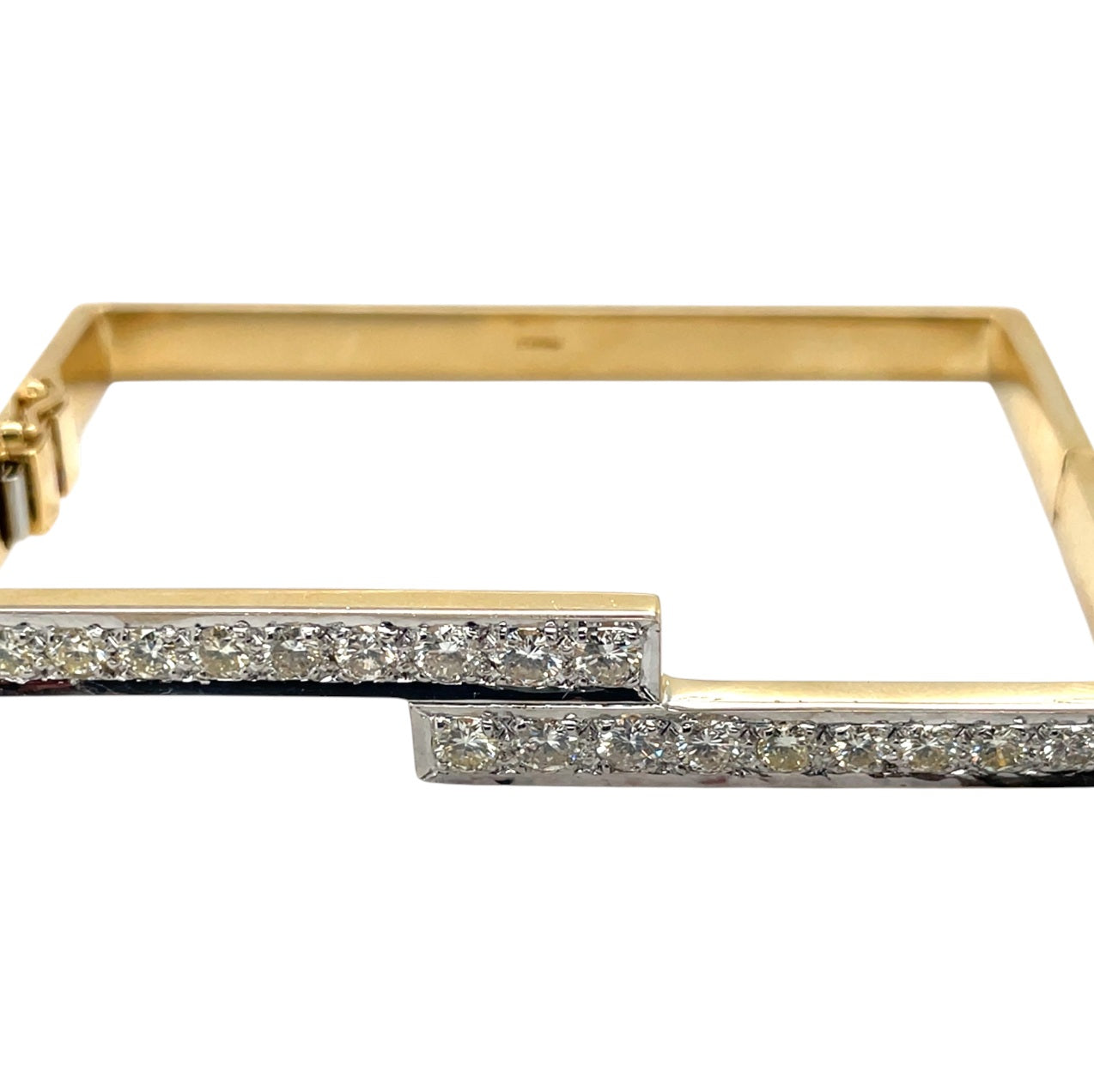 18ct Yellow Gold Rectangle Hinged Diamond Bangle