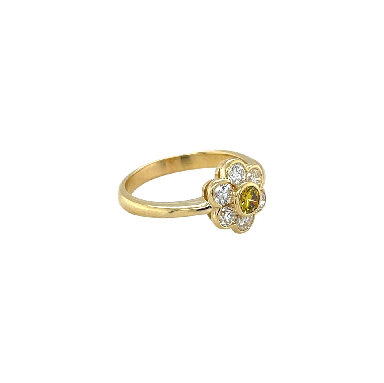 18ct Yellow Gold Diamond Daisy Cluster (L1/2)