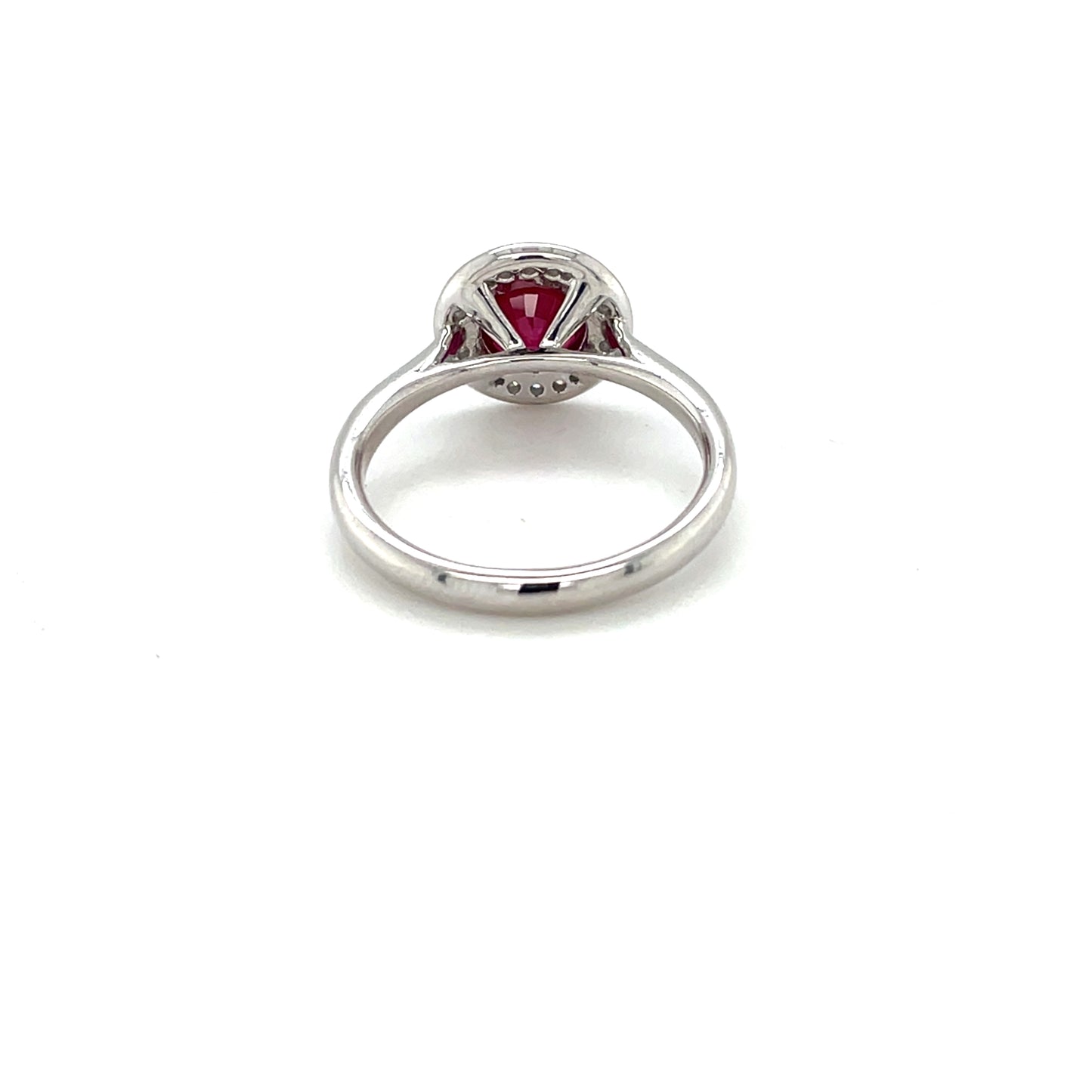 18ct White Gold Ruby and Diamond Cluster Ring (M)