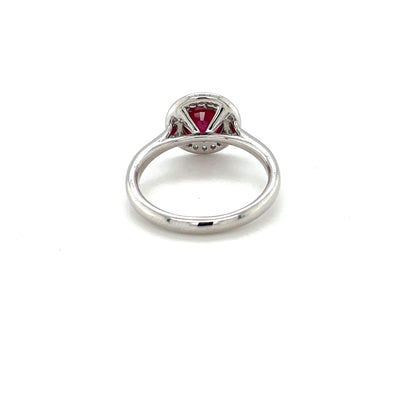 18ct White Gold Ruby and Diamond Cluster Ring (M)