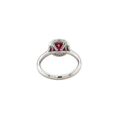 18ct White Gold Ruby & Diamond Cluster Ring (M)