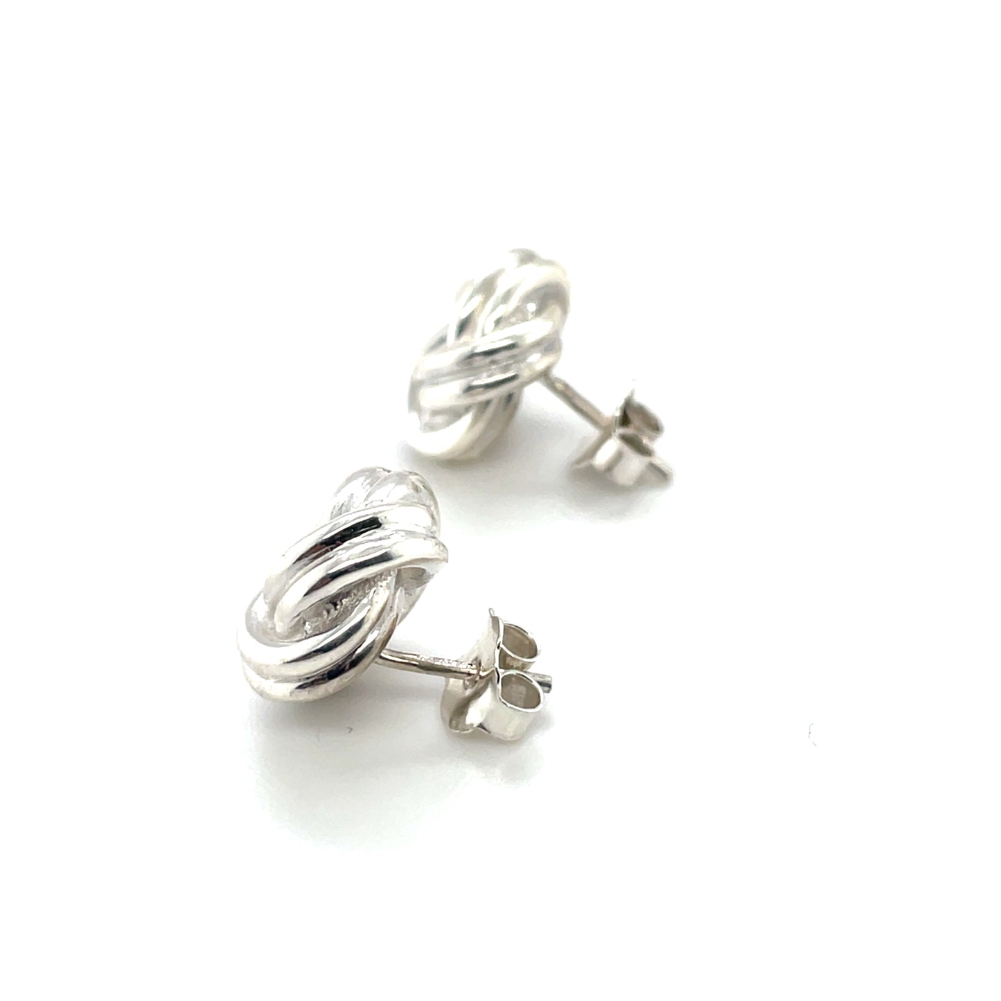 Silver Large Knot Style Stud Earrings
