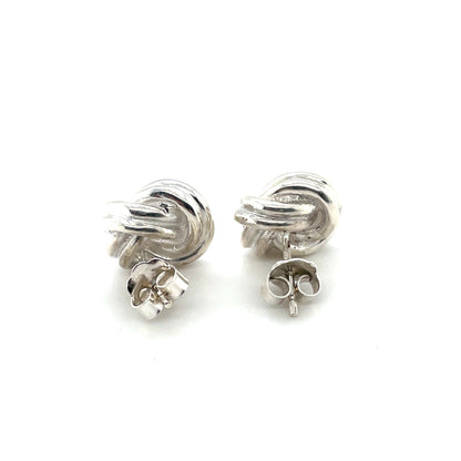 Silver Large Knot Style Stud Earrings