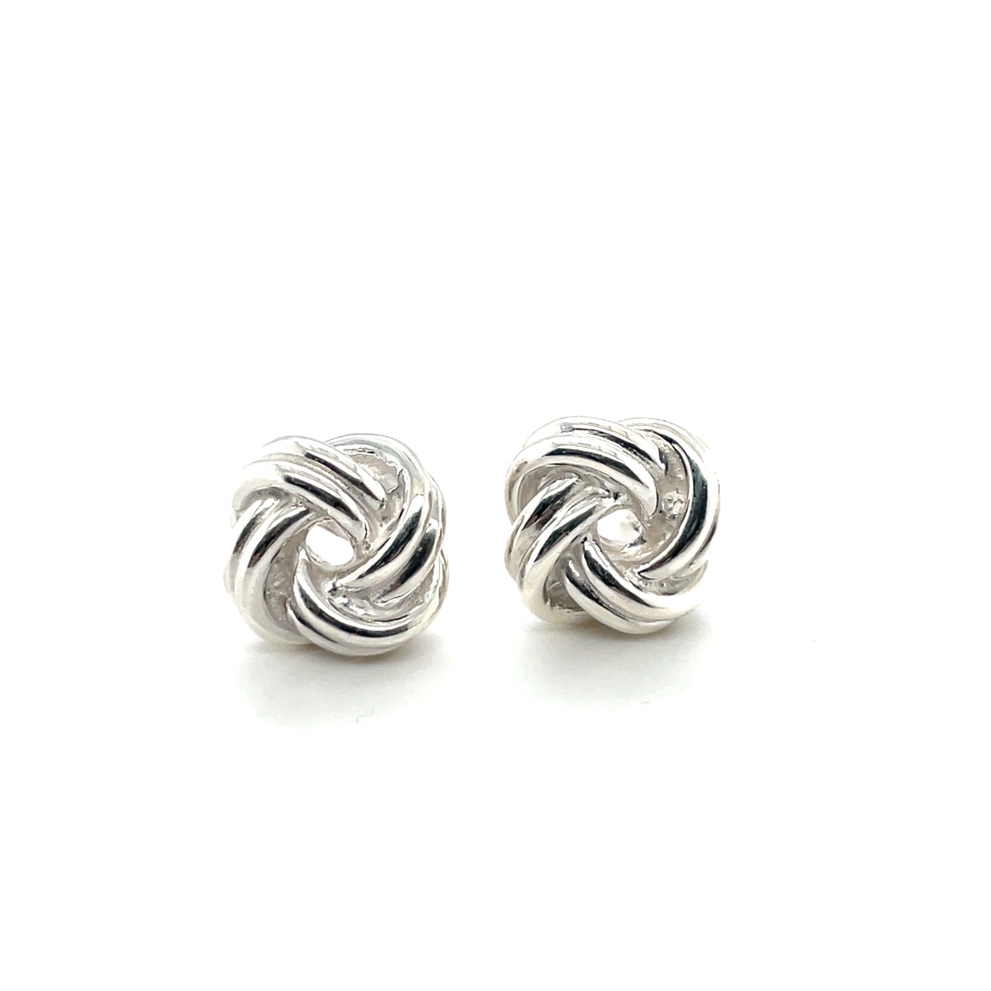 Silver Large Knot Style Stud Earrings