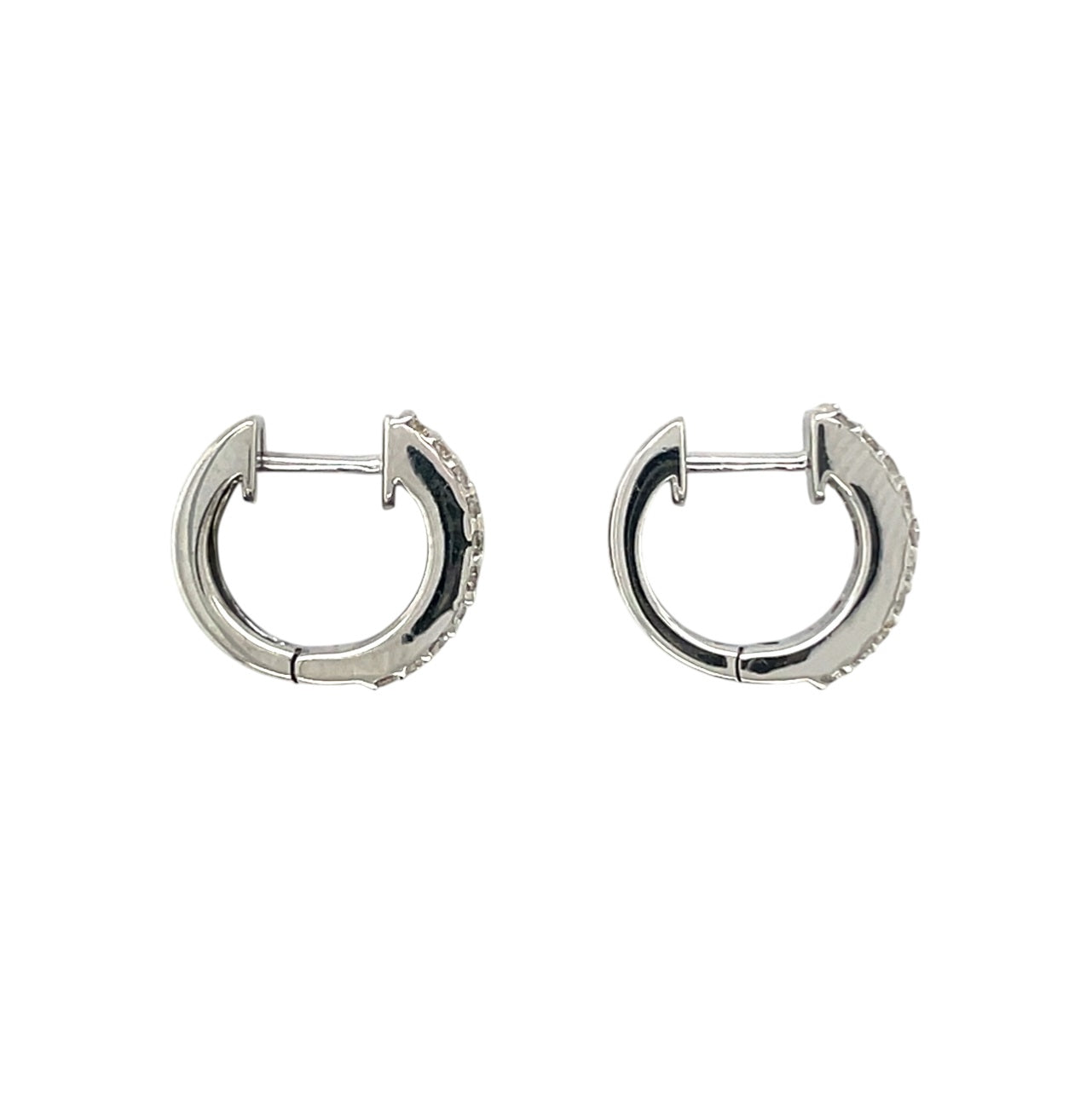 18ct White Gold Ruby & Diamond Huggie Hoop Earrings