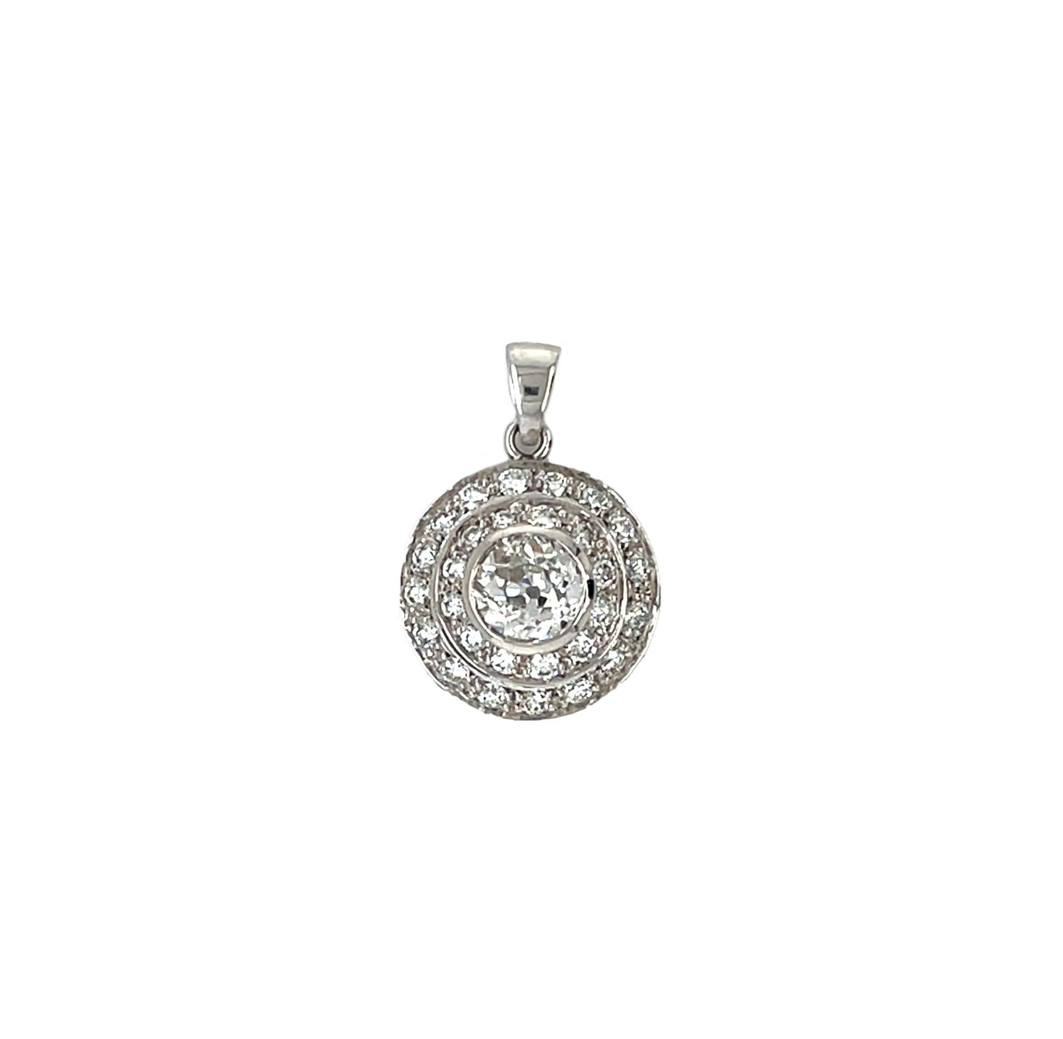 18ct White Gold Diamond Target Pendant