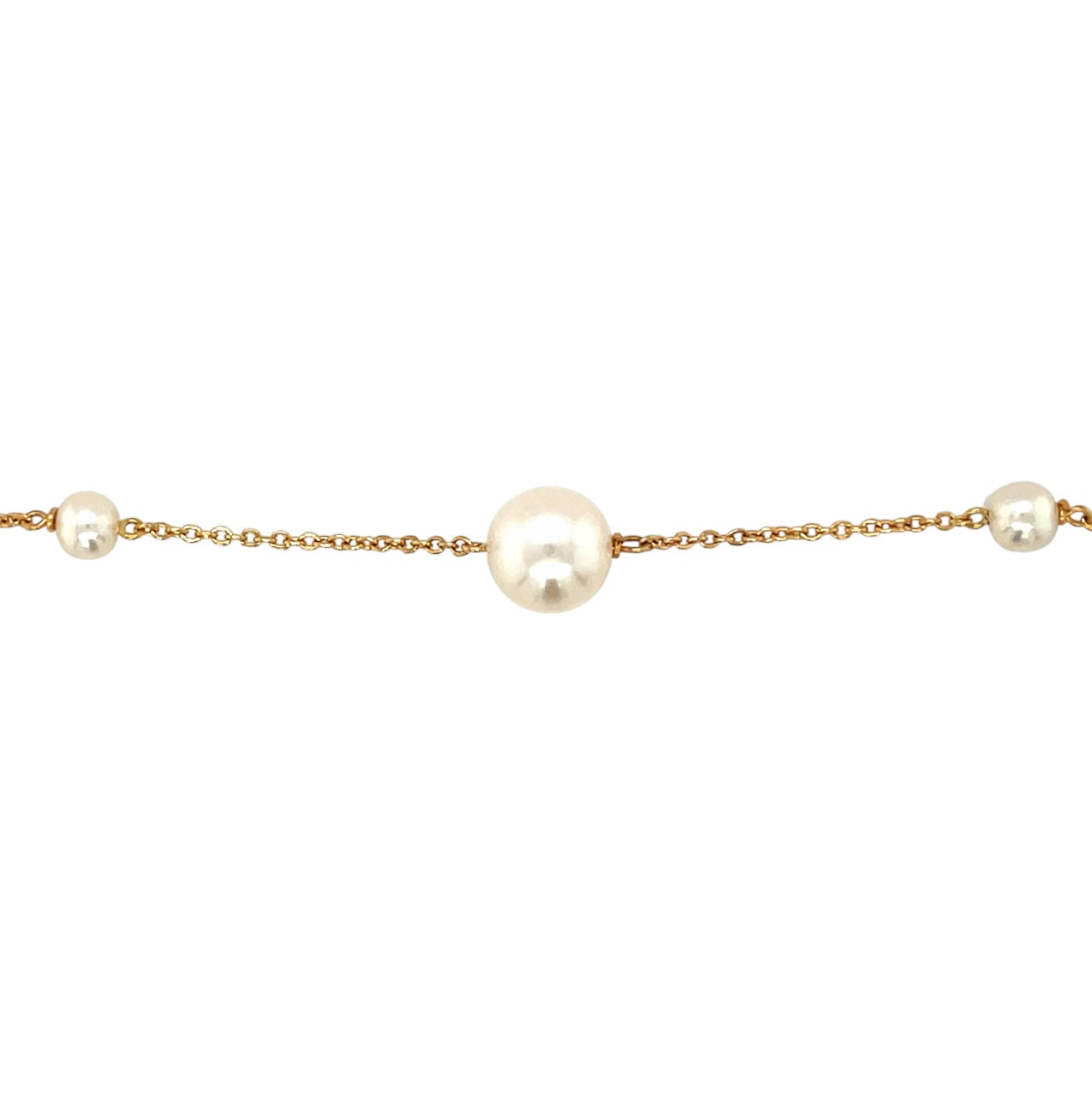 18ct Yellow Gold Freshwater Pearl Station Necklace (18")