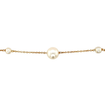 18ct Yellow Gold Freshwater Pearl Station Necklace (18")