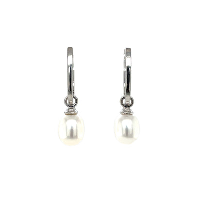 9ct White Gold Hinged Hoop & Pearl Drop