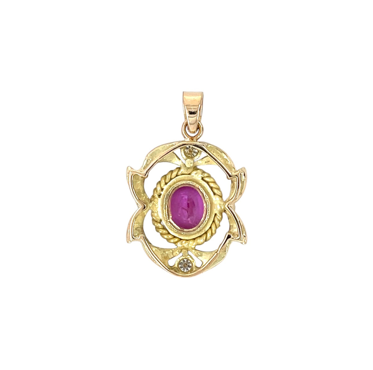 18ct Yellow Gold Pink Sapphire & Diamond Pendant