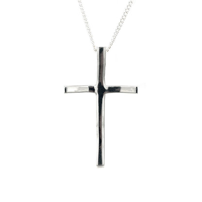 Silver Thin Cross Pendant & Chain (24")