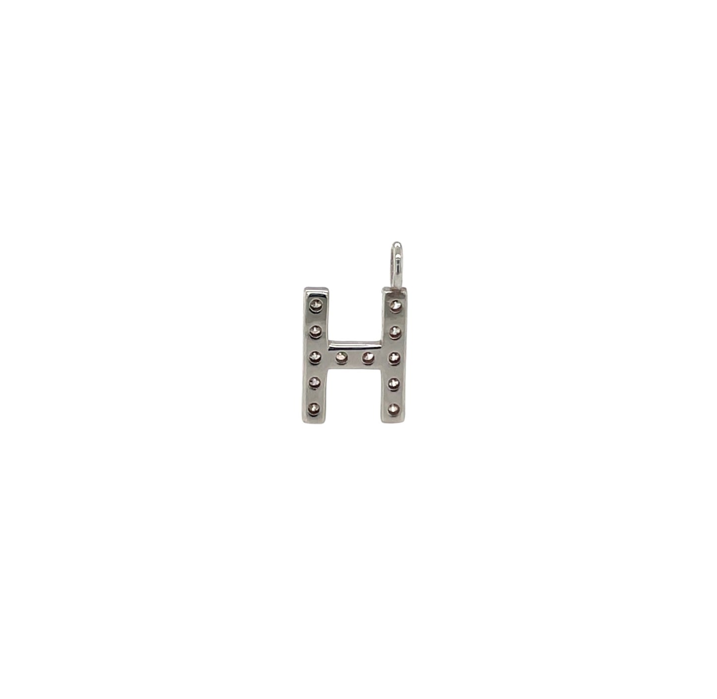 18ct White Gold & Diamond 'H' Initial Pendant