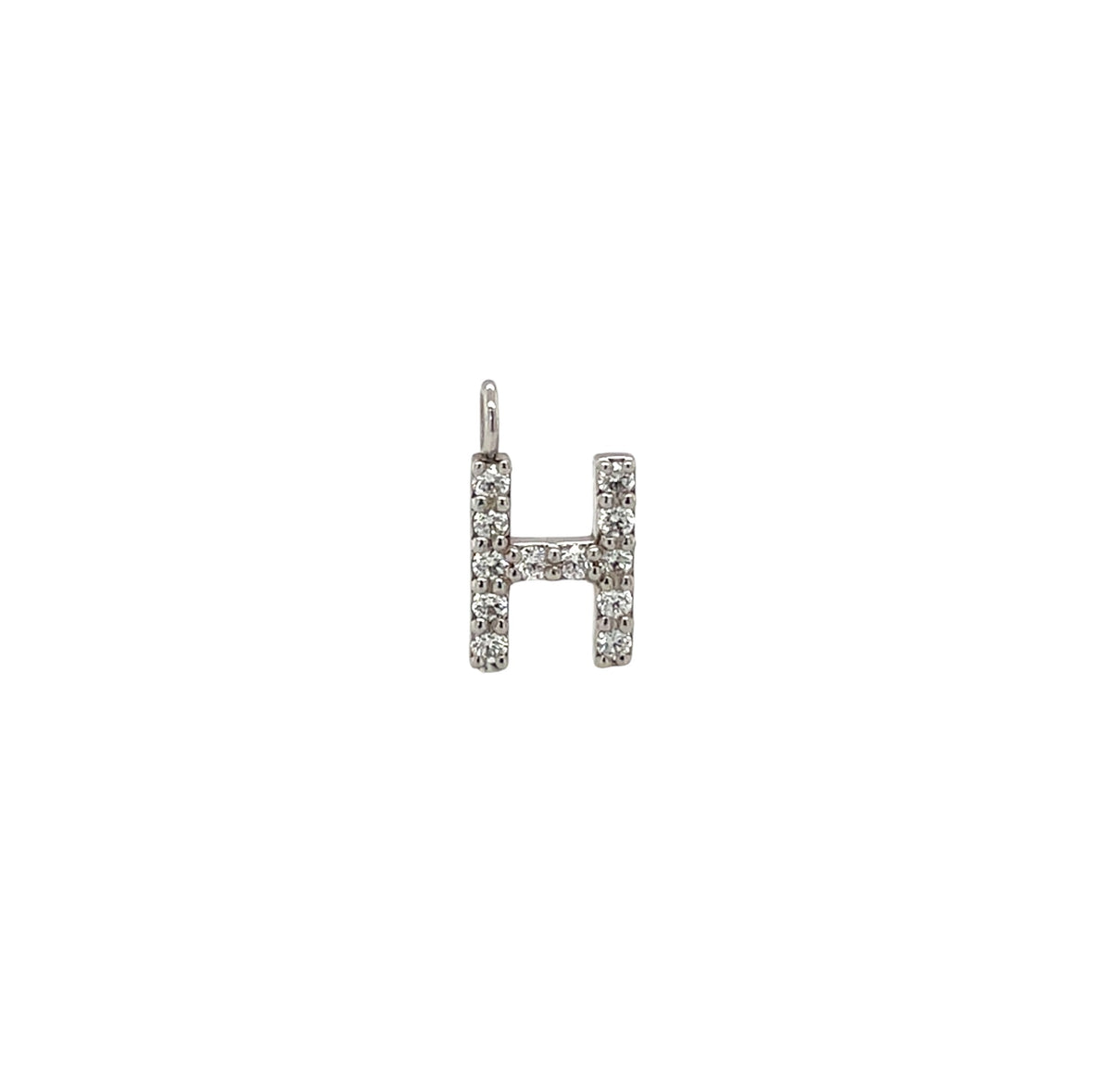 18ct White Gold & Diamond 'H' Initial Pendant