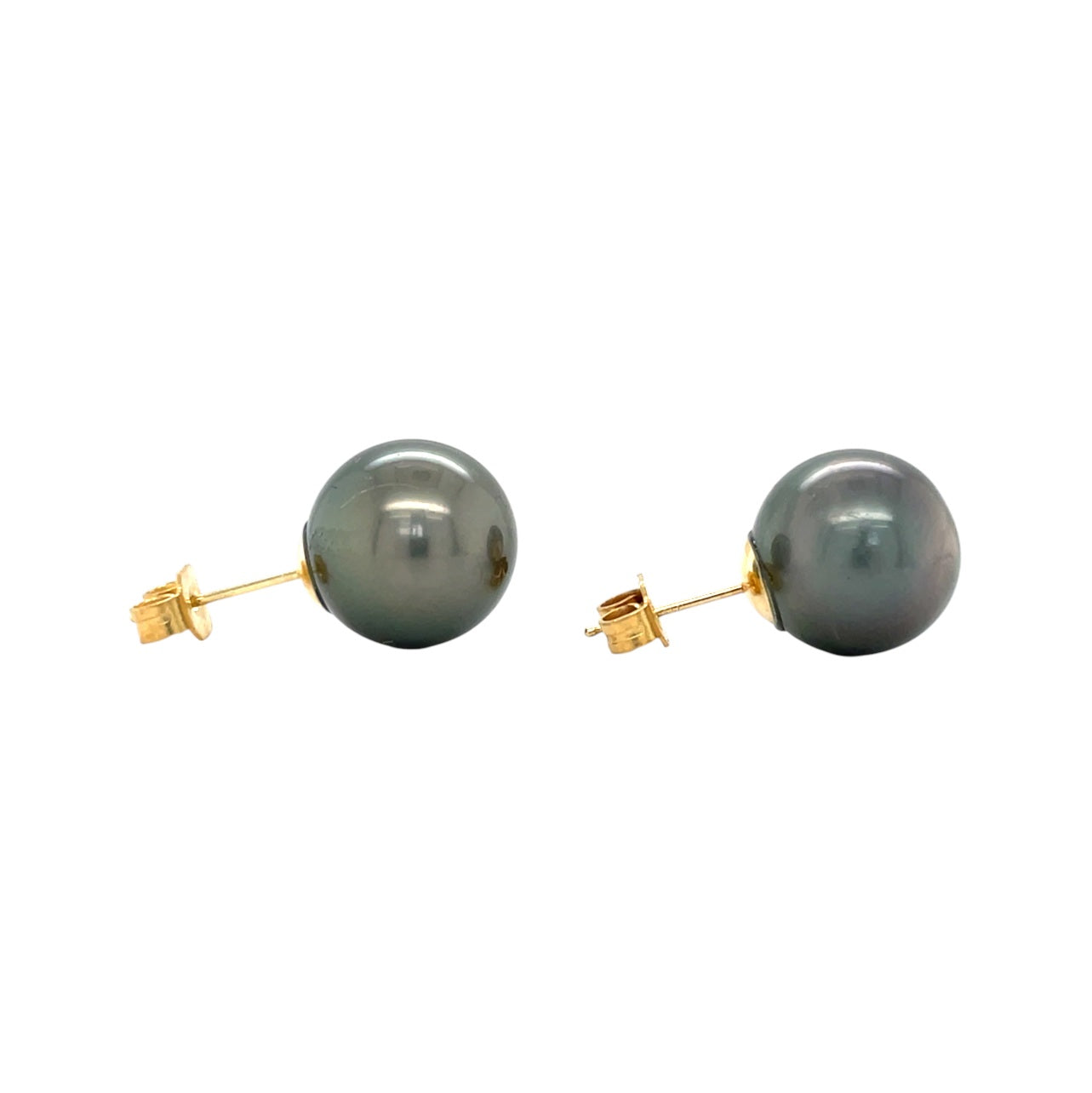 18ct Yellow Gold Tahitian Pearl Stud Earrings (11.5/12mm)