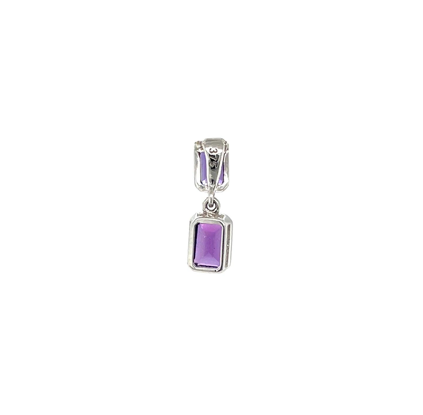 9ct White Gold Amethyst Square Pendant