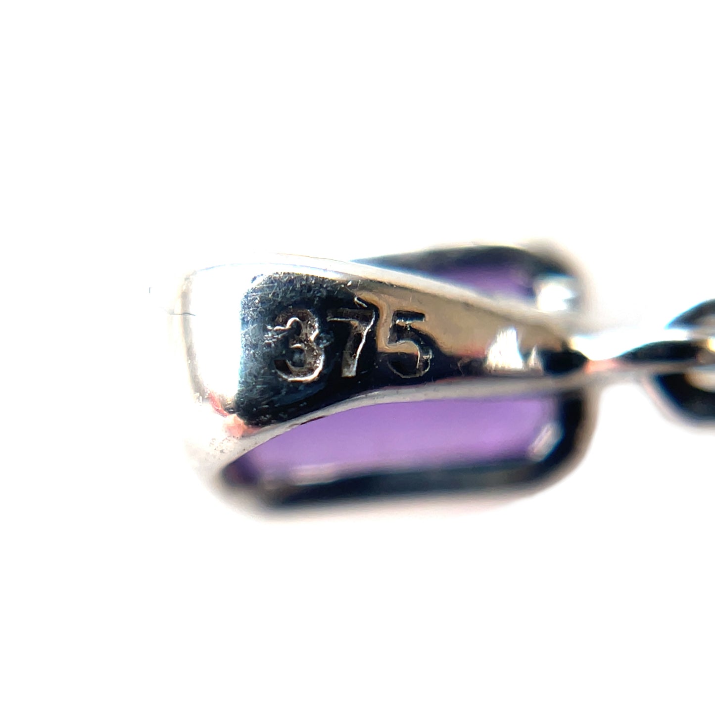 9ct White Gold Amethyst Square Pendant