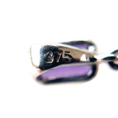9ct White Gold Amethyst Square Pendant