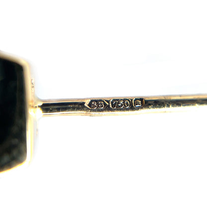 18ct Yellow Gold Emerald & Diamond Square Stud Earrings