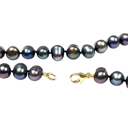 9ct Yellow Gold Freshwater Coloured Pearl Necklace (16")