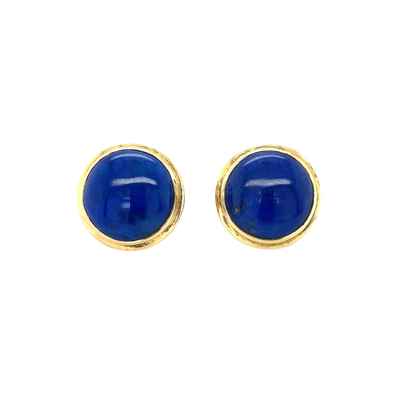 18ct Yellow Gold Round Lapis Stud Earrings