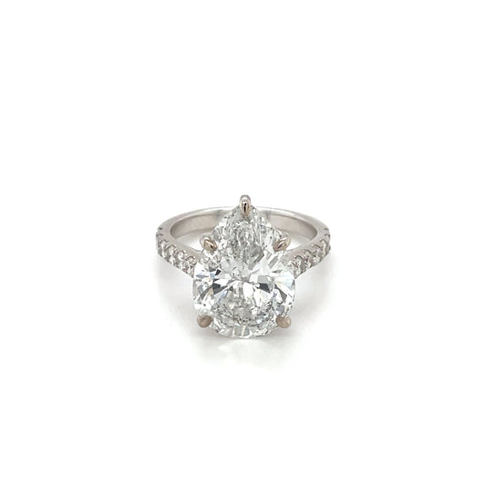 18ct White Gold Pear-cut Natural Diamond Solitaire Ring