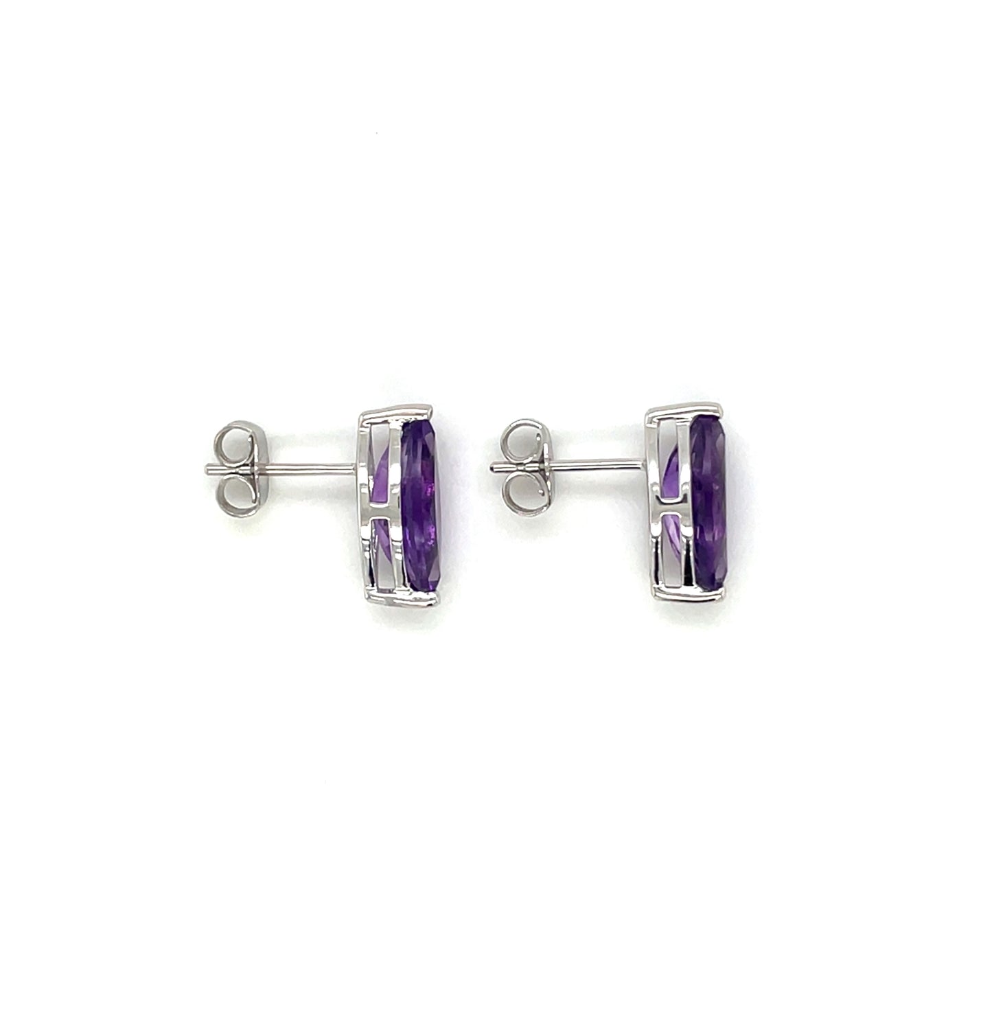9ct White Gold Amethyst Stud Earrings
