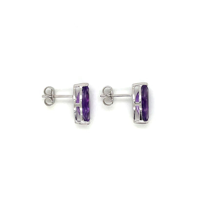 9ct White Gold Amethyst Stud Earrings