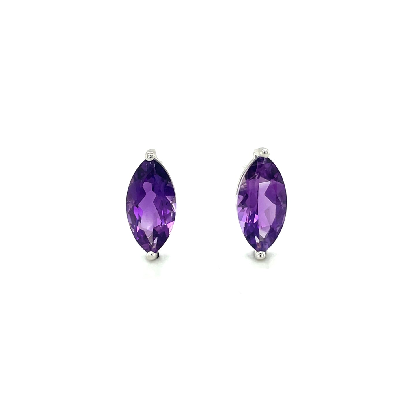9ct White Gold Amethyst Stud Earrings