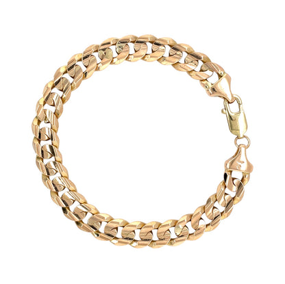 9ct Yellow Gold Heavy Filed Curb Bracelet (8.5")