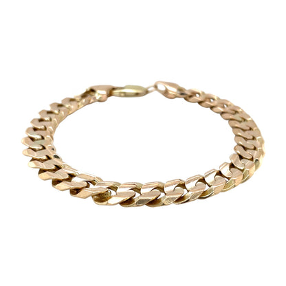 9ct Yellow Gold Heavy Filed Curb Bracelet (8.5")