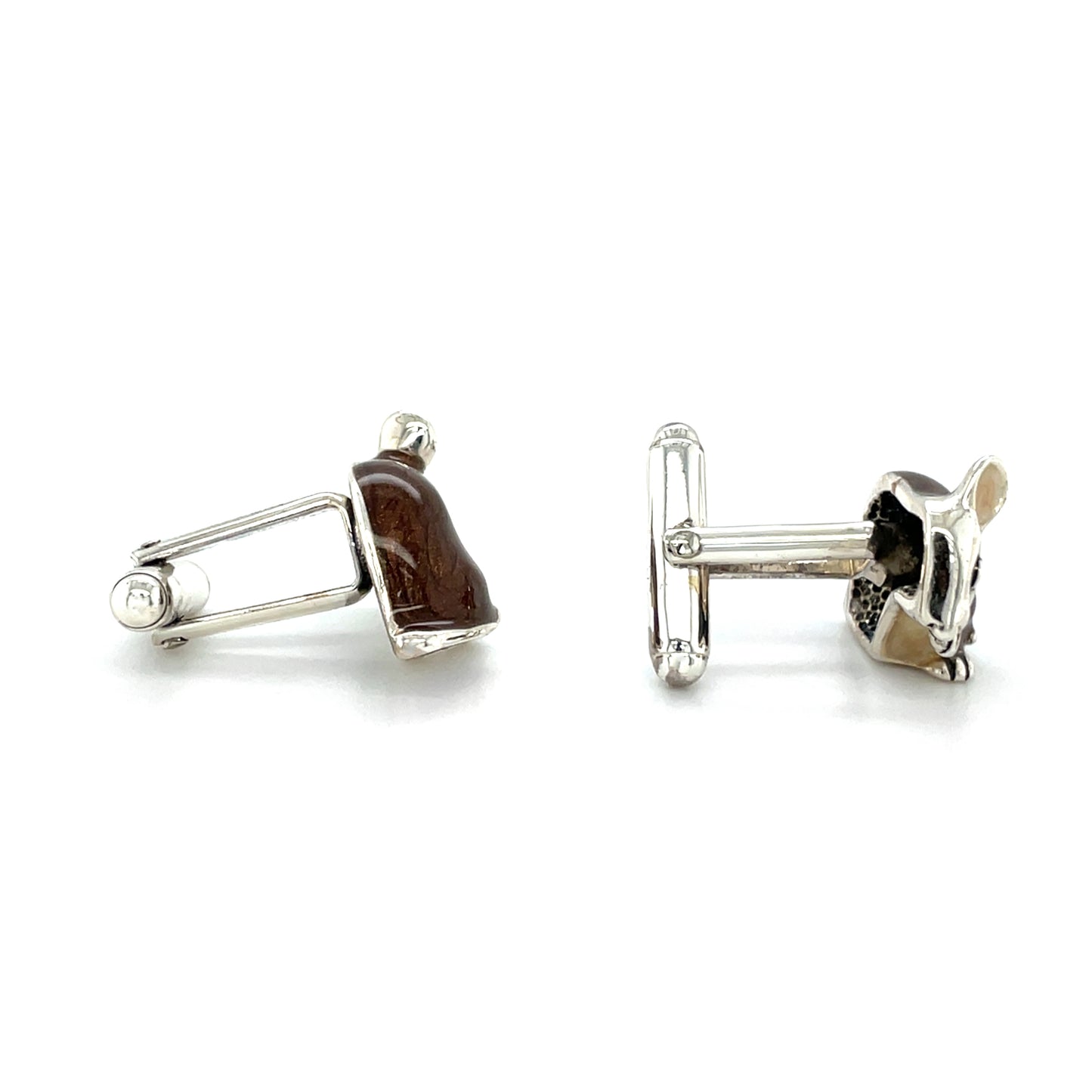 Silver & Enamel Brown Mice Cufflinks