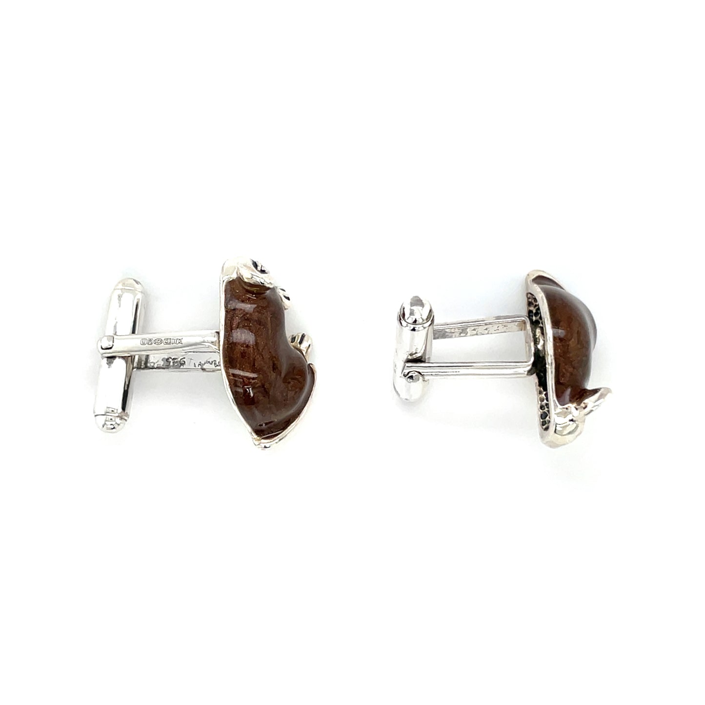 Silver & Enamel Brown Mice Cufflinks