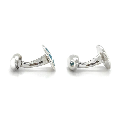 Silver & Enamel Turqouise Daisy Cufflinks