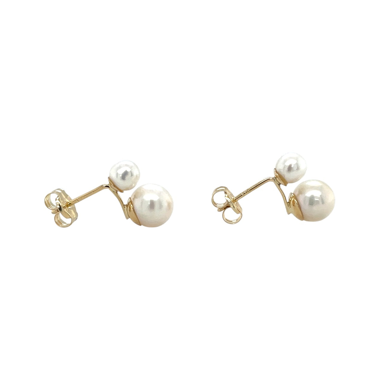 9ct Yellow Gold Double Freshwater Pearl Stud Earrings