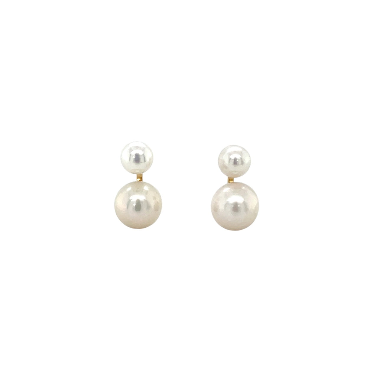 9ct Yellow Gold Double Freshwater Pearl Stud Earrings