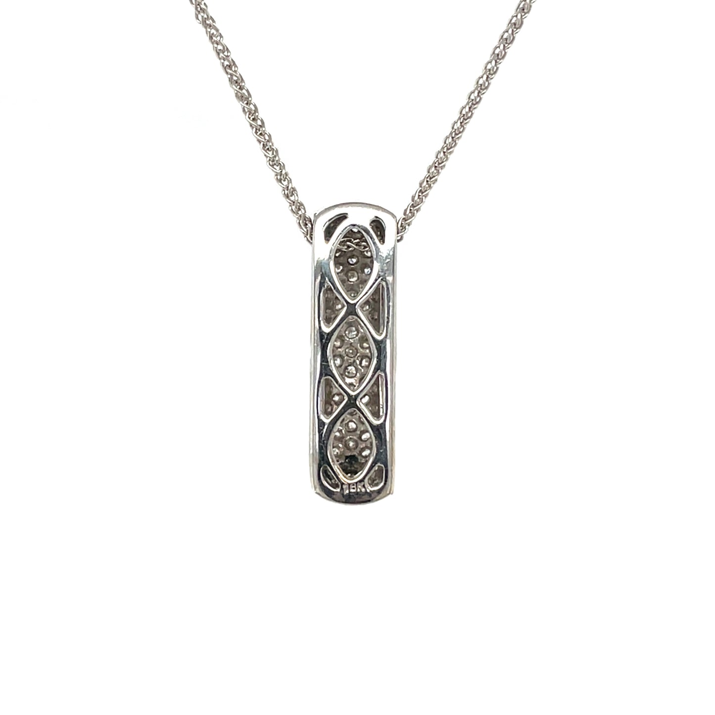 18ct White Gold Pave Set Diamond Pendant & Chain (18")