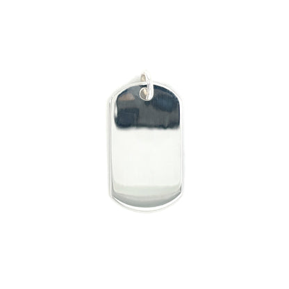 Silver Polished 'Dog Tag' Pendant (35x20mm) & Chain