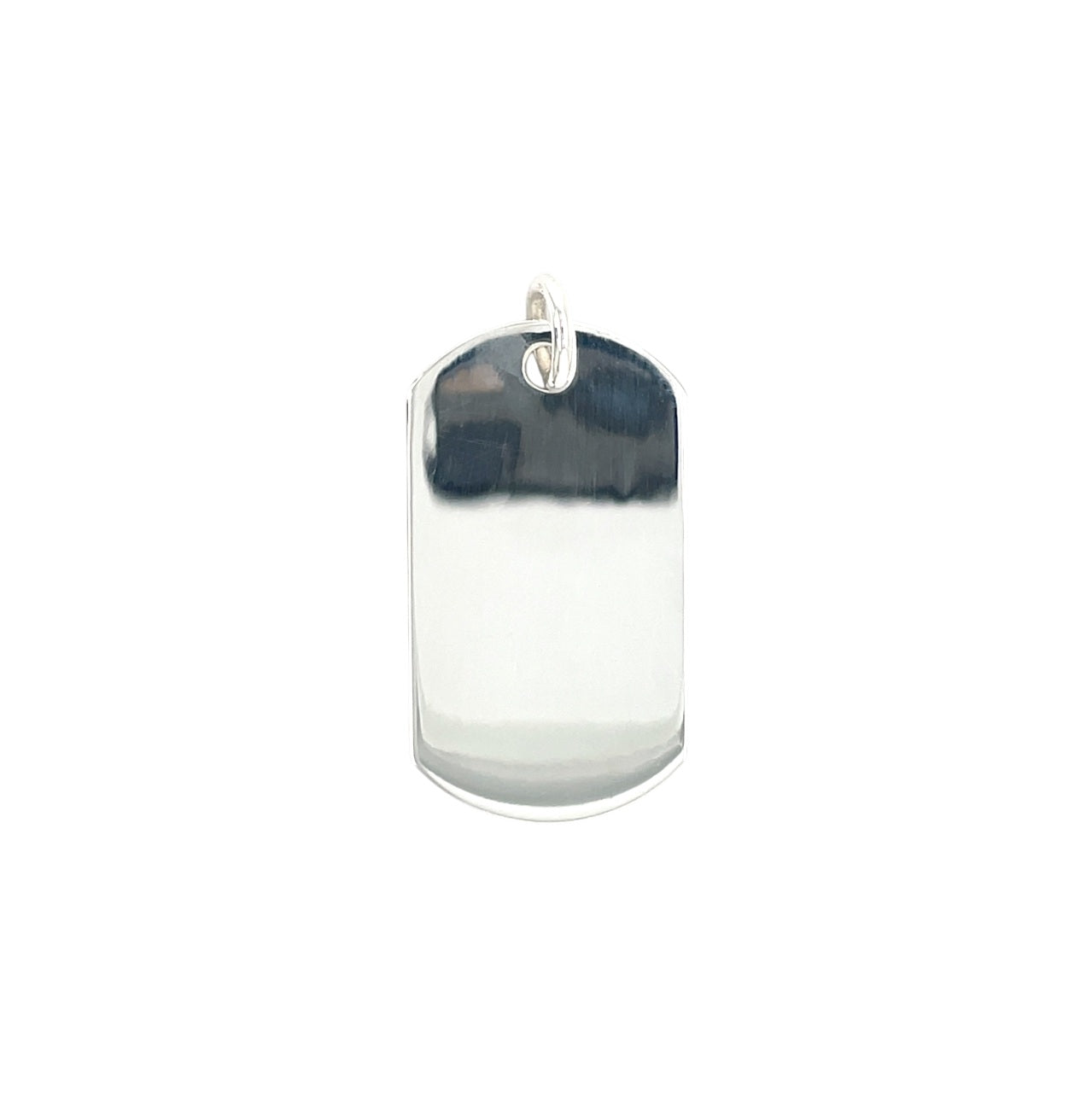 Silver Polished 'Dog Tag' Pendant (35x20mm) & Chain