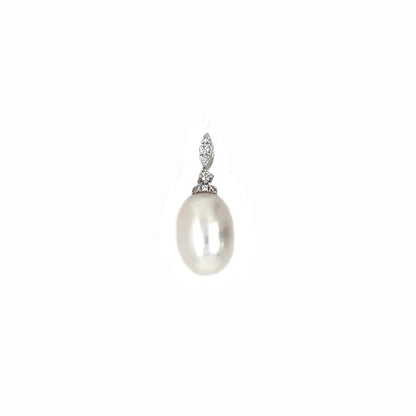 18ct White Gold Pearl & Diamond-Set Pendant