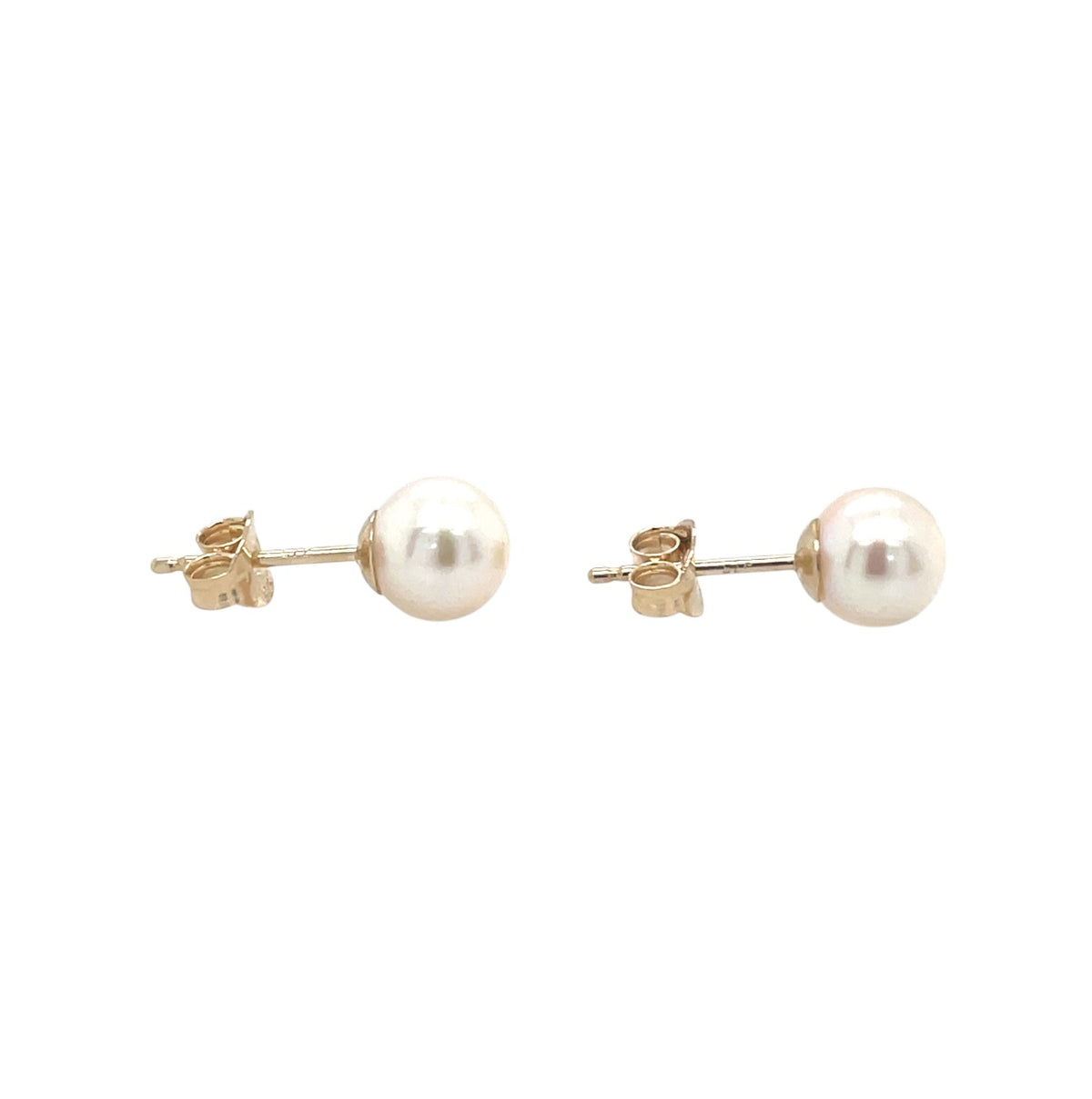 9ct Yellow Gold Akoya Pearl Stud Earrings (6mm)