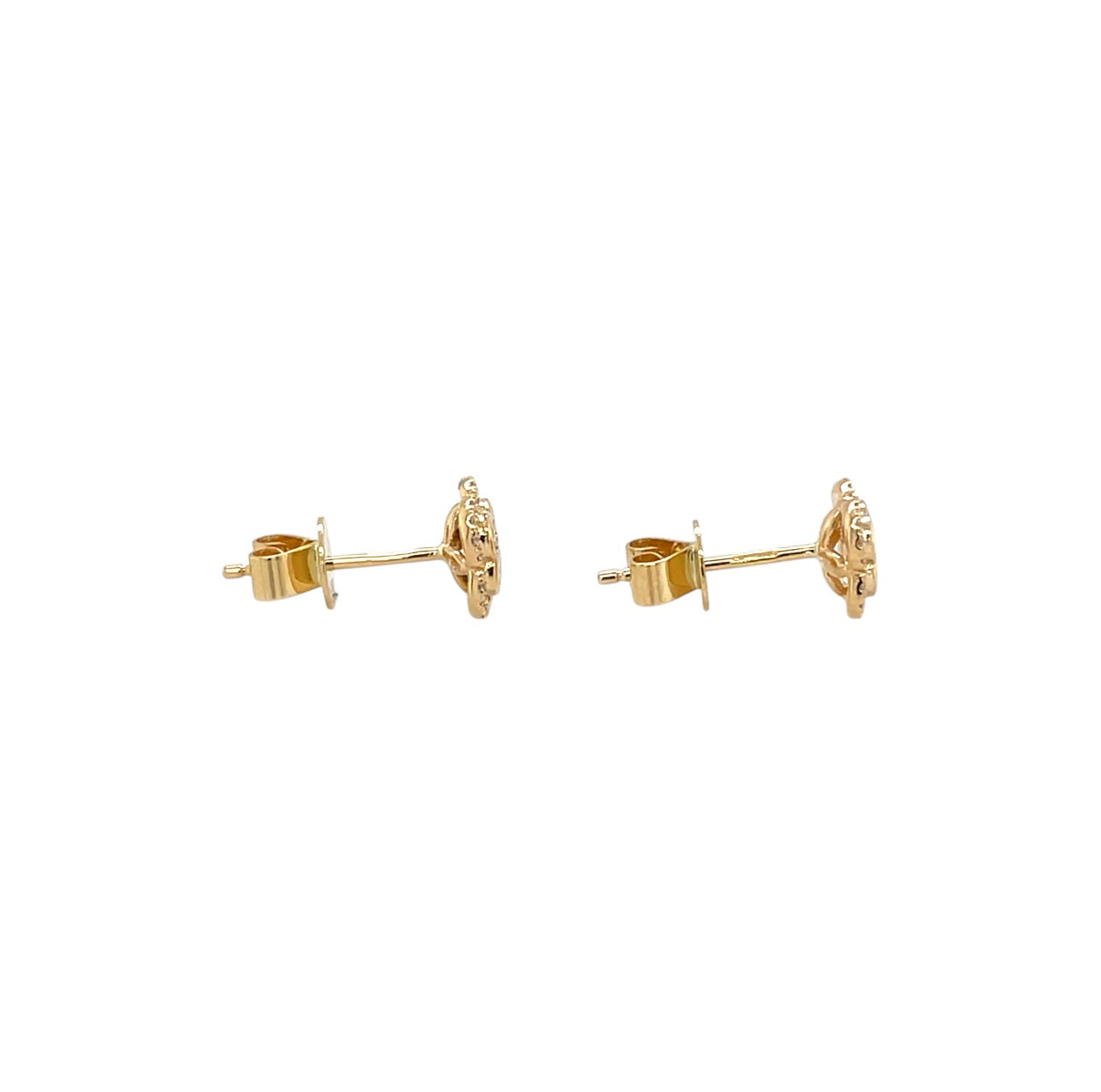 9ct Yellow Gold Diamond Clover Cluster Stud Earrings