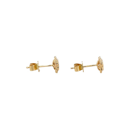 9ct Yellow Gold Diamond Clover Cluster Stud Earrings