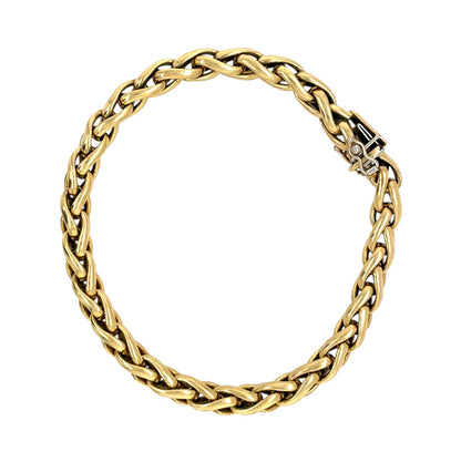 18ct Yellow Gold Polished Wheat Chain Bracelet