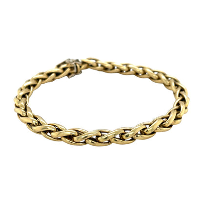 18ct Yellow Gold Polished Wheat Chain Bracelet