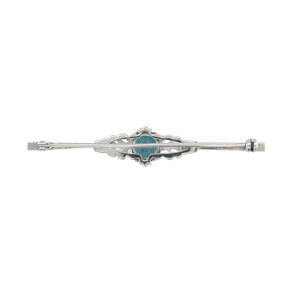 9ct White Gold Blue Zircon & Diamond Brooch