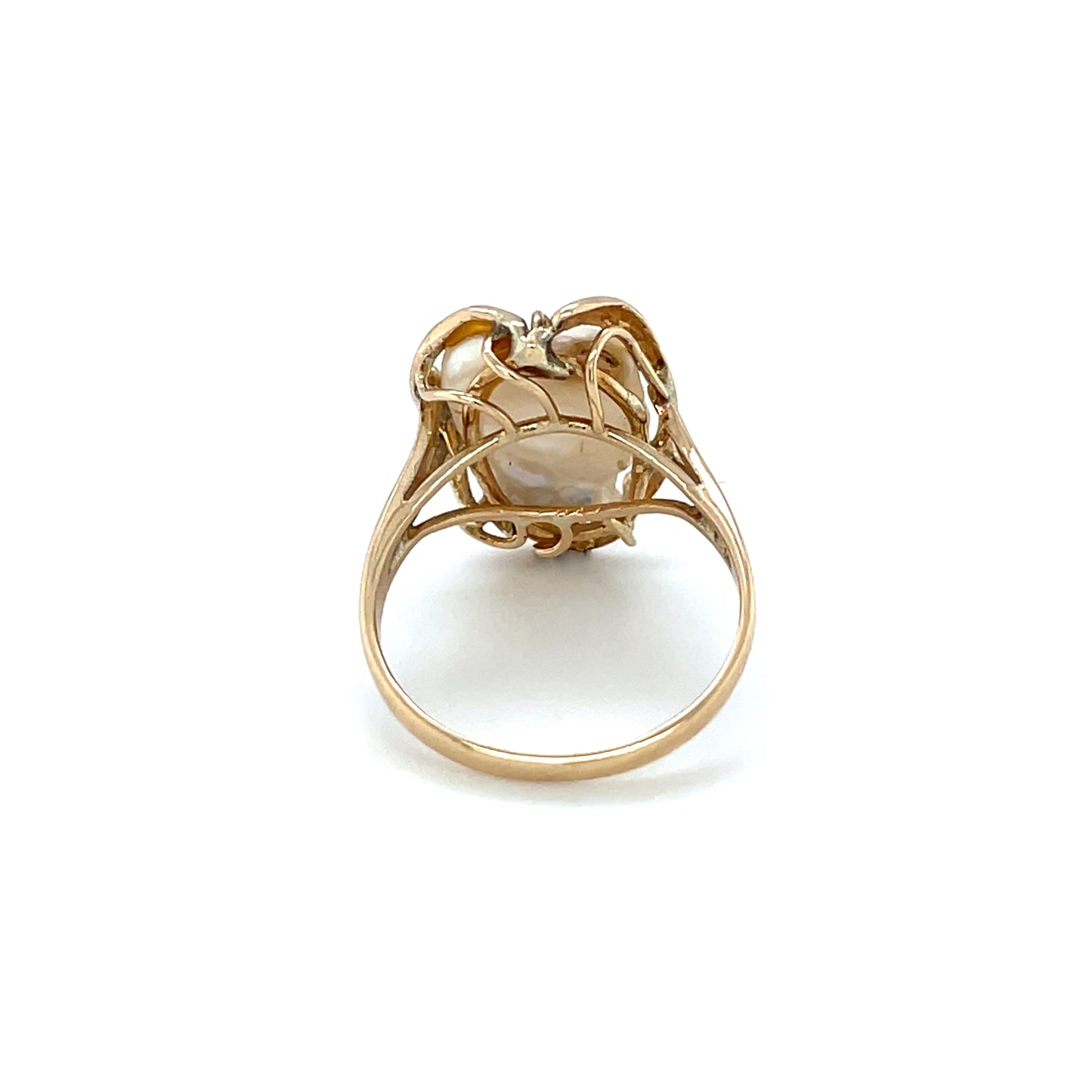 14ct Yellow Gold Baroque Pearl Statement Ring (L)