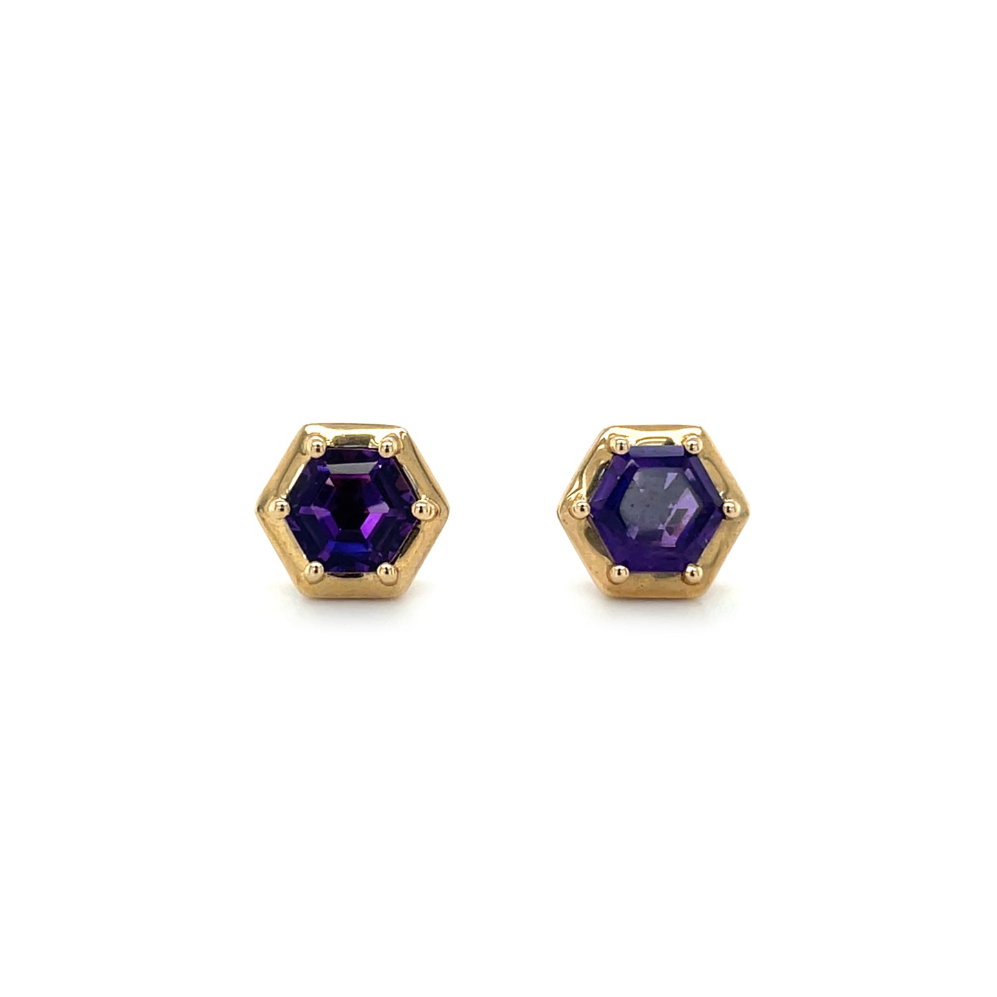 9ct Yellow Gold & Amethyst Octagonal Stud Earrings