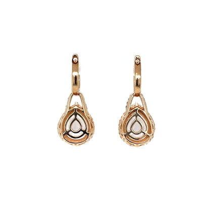 14ct Rose Gold Morganite & Diamond Hoop Drop Earrings